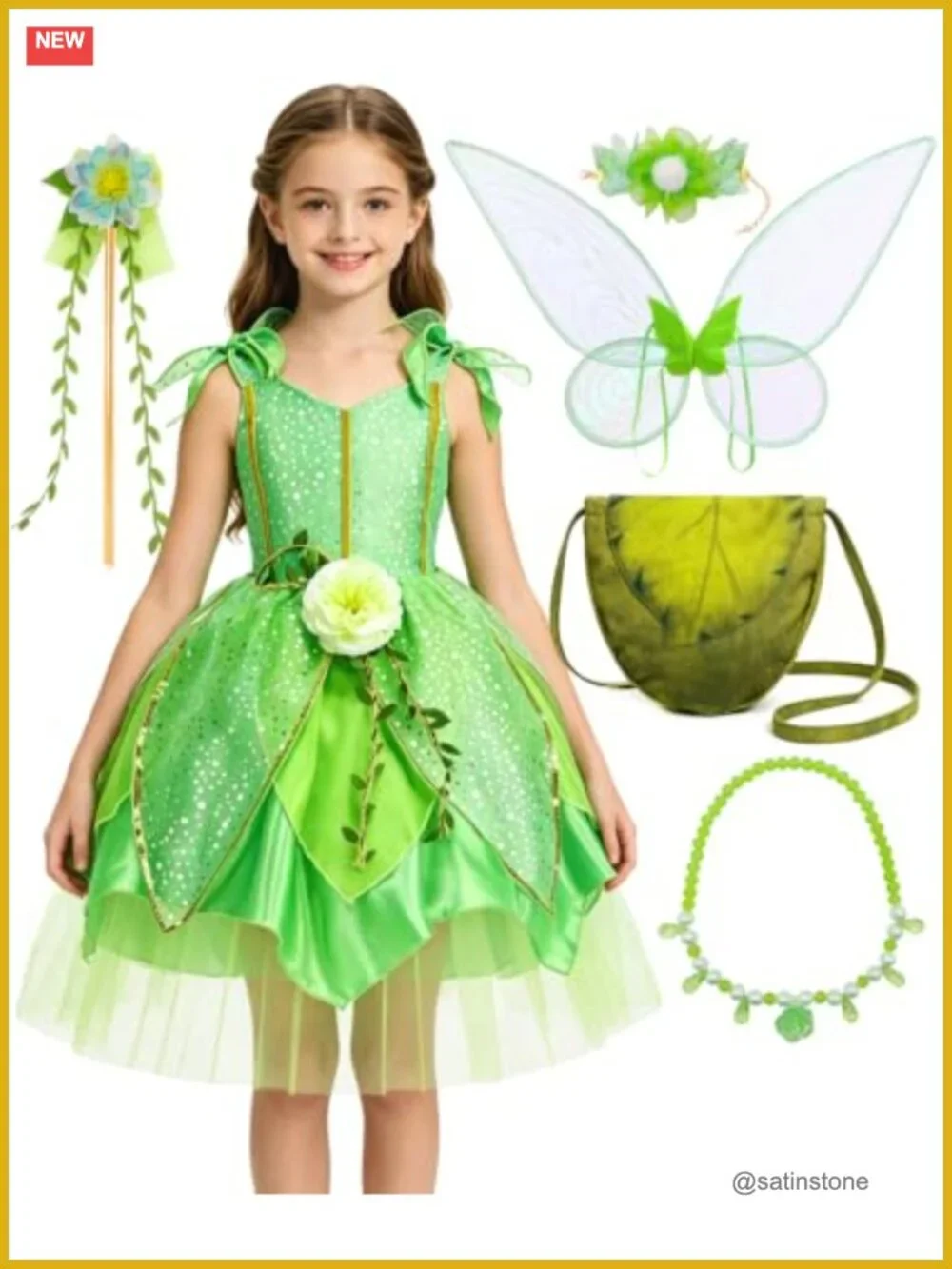 Fairy Princess Costume with Wings and Accessories for Girls Halloween